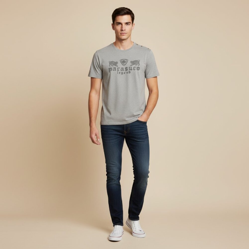 Parasuco Mens Xlarge Short Sleeve Embroidered Crew Neck Tshirt